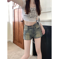 批发美式复古小个子牛仔<b class='q'>短裤</b>女2026夏季<b class='q'>新款</b>百搭显瘦高腰辣妹a字热裤