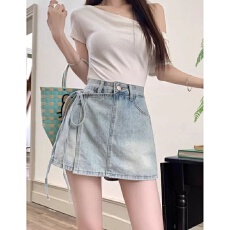 批发半身短裙裤女<b class='q'>夏</b>季辣妹设计感小众高腰显瘦a字小个子牛仔阔腿热裤