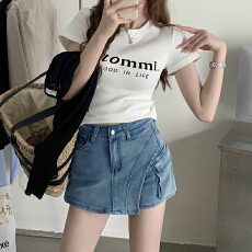 批发纯欲风小众牛仔高腰短裙女<b class='q'>春</b>夏季新款显瘦不规则A字裙ins半身裙裤