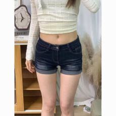 美式复古深蓝色中低腰翻边卷边弹力牛仔短裤女夏季2026新款热裤子