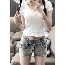 高街辣妹直筒超短裤女夏季新款时尚百搭低腰宽松显瘦a字包臀热裤