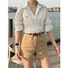 批发卡其纯色简约休闲牛仔短裤女夏季新款高腰宽松百搭热裤阔腿短裤子