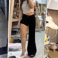 批发休闲韩版微喇牛仔裤女<b class='q'>春</b>秋季新款高腰显瘦百搭拖地微喇叭牛仔裤子