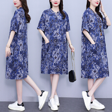 批发2026夏季新款胖妹妹时尚减龄洋气连衣裙宽松遮肚显瘦休闲裙子