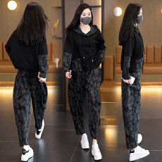 批发实拍2025秋季新款<b class='q'>套装</b>胖妹妹时尚减龄宽松遮肉显瘦<b class='q'>哈伦裤</b>两件套