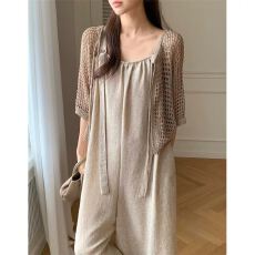 批发chic 韩版棉麻吊带连体裤女纯色<b class='q'>长裤</b>阔腿裤