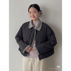 批发已出  大量韩版复古小香风POLO领减龄甜美棉服外套女