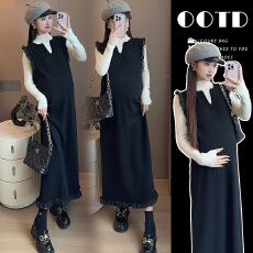 批发新品现 秋冬新款针织背心连衣裙打底衫休闲孕妇<b class='q'>两件</b>套装