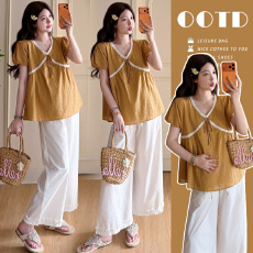 批发实拍现~孕妇松弛感巨好看短袖上衣套装新款绝美气质阔腿<b class='q'>裤</b><b class='q'>两件套</b>