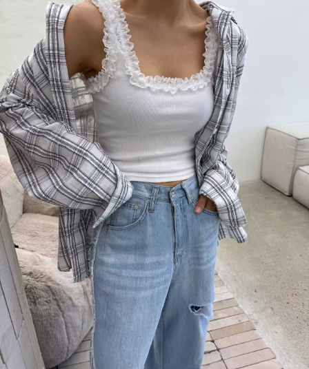 재고 있음 한국 chic 여름 새로운 레이스 다용도 캐미솔
