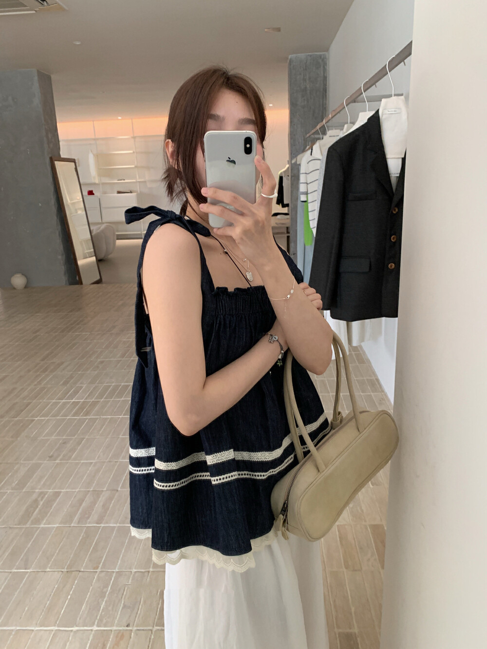 있음 물품 한국 chic 작은 대중 레이스 조각 레이스 슬립 작은 셔츠