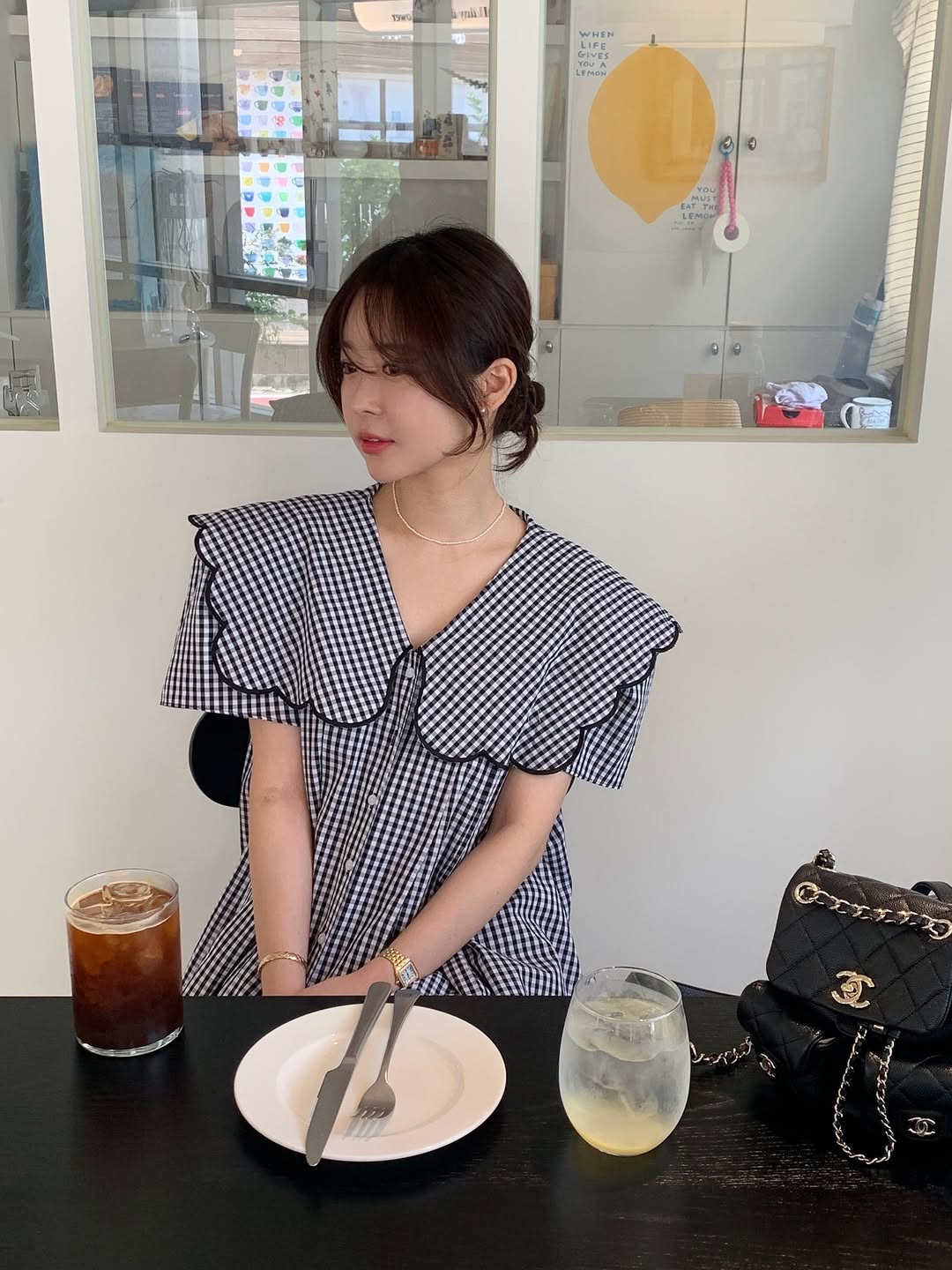 재고 있음 한국 chic 작은 대중 연령 감소 자수 베이비 칼라 싱글 줄 버튼 셔츠
