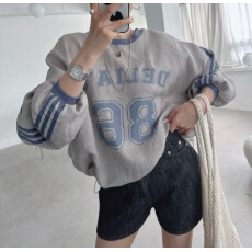 批发韩国东大门2025秋季新款穿搭圆领字母长袖<b class='q'>卫衣</b>女