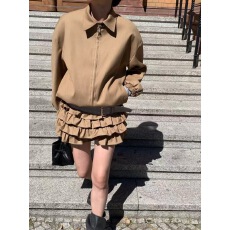 批发有 货韩国chic  新款<b class='q'>气质</b>复古翻领外套 /蛋糕裤裙