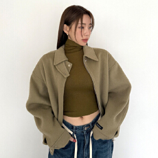 批发韩国东大门 复古<b class='q'>时尚</b>百搭翻领毛呢外套