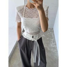 批发韩国ins 新款气质百搭通体蕾丝假两件打底<b class='q'>T</b>恤