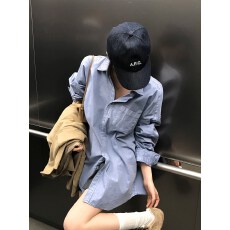 批发休闲风蓝色长袖<b class='q'>衬衫</b>2026年新款