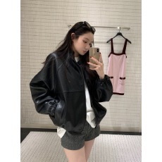批发韩国chic 秋<b class='q'>冬</b>小众帅气翻领拉链宽松休闲皮衣外套
