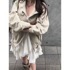 批发韩系宽松复古立领长袖短款风衣外套女<b class='q'>春</b>季新款正肩上衣