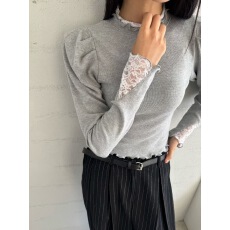 批发韩国东大门 秋季新款洋气蕾丝花边拼接木耳边<b class='q'>上衣</b>