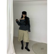 批发韩版黑色立领长袖短款收腰系带双排扣毛呢外套 显瘦气质