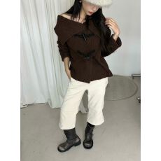 批发韩版黑色立领长袖短款收腰系带双排扣毛呢外套 显瘦气质