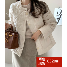 批发外贸日韩版女装 2025冬季新款棉衣 菱形格纹羽绒服