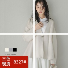 批发日本乐天 2025春秋新款V领荷叶边大摆收腰显瘦厚短外套女装<b class='q'>卫衣</b>