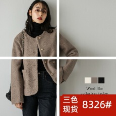 批发<b class='q'>外贸</b><b class='q'>女</b>装 日本乐天2025秋冬新 小香风毛呢外套气质百搭羊羔毛外套