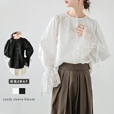 批发日韩外贸新款  2026春夏<b class='q'>蕾丝</b>烧花镂空系带喇叭袖长袖衬衫女装上衣