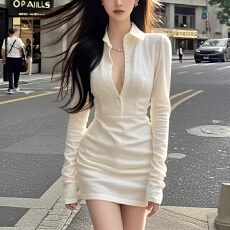 批发可可KEKE 辣妹气质衬衫裙2025秋季新款<b class='q'>修身</b>显瘦连衣裙