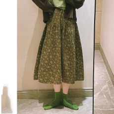 批发碎花半身裙2025秋季新款松紧腰中长款A字裙简约显瘦森系印花裙子