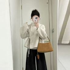 批发小香风羚羊戎毛呢大衣女短款2025新款<b class='q'>蕾丝</b>花边单排扣减龄毛呢外套