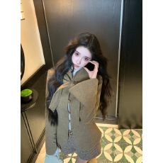 批发韩系千金小香风蝴蝶结收腰毛呢外套秋冬款高腰显瘦格子短裤子套装