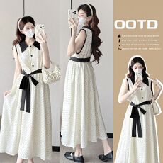 批发夏季<b class='q'>大码</b><b class='q'>孕妇</b><b class='q'>裙</b>新纯色波点无袖宽松不显胖中长款时尚<b class='q'>孕妇装</b>裙子