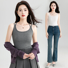 批发实拍 常规/加绒交叉美背<b class='q'>吊带</b>背心女士秋冬大码<b class='q'>莫代尔</b>百搭无袖上衣