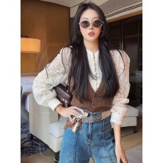 批发韩国东大门早秋新款法式复古风挂脖针织衫时尚百搭休闲外搭背心女