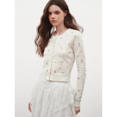 批发AYF|圆领碎花设计感针织开衫毛衣女2026春季新款韩系氛围感上衣