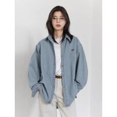 批发CHICVEN 秋季新款韩系蝴蝶结刺绣<b class='q'>牛仔</b><b class='q'>衬衫</b>叠穿复古蓝色质感<b class='q'>衬衣</b>女