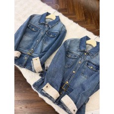 批发老钱风时尚系带牛仔外套<b class='q'>女</b>2026春<b class='q'>新款</b>气质干练港风高级感夹克上衣