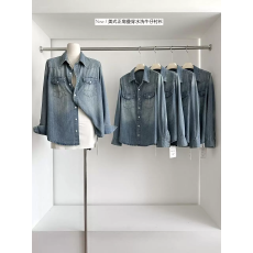 批发陈大圆 2026年韩系气质时髦经典复古水洗蓝牛仔衬衫宽松薄<b class='q'>外套</b>女