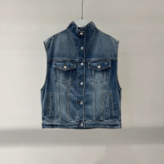 批发2026<b class='q'>夏</b>新款宽松无袖外套百搭上衣休闲复古立领牛仔马甲女