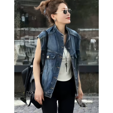 港味复古百搭立领牛仔马甲外套女夏2026新款外搭马夹无袖上衣女