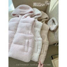 批发CallmeEar//【连帽羊羔马甲】冬季新款毛绒绒马夹<b class='q'>外套</b>女叠穿上衣