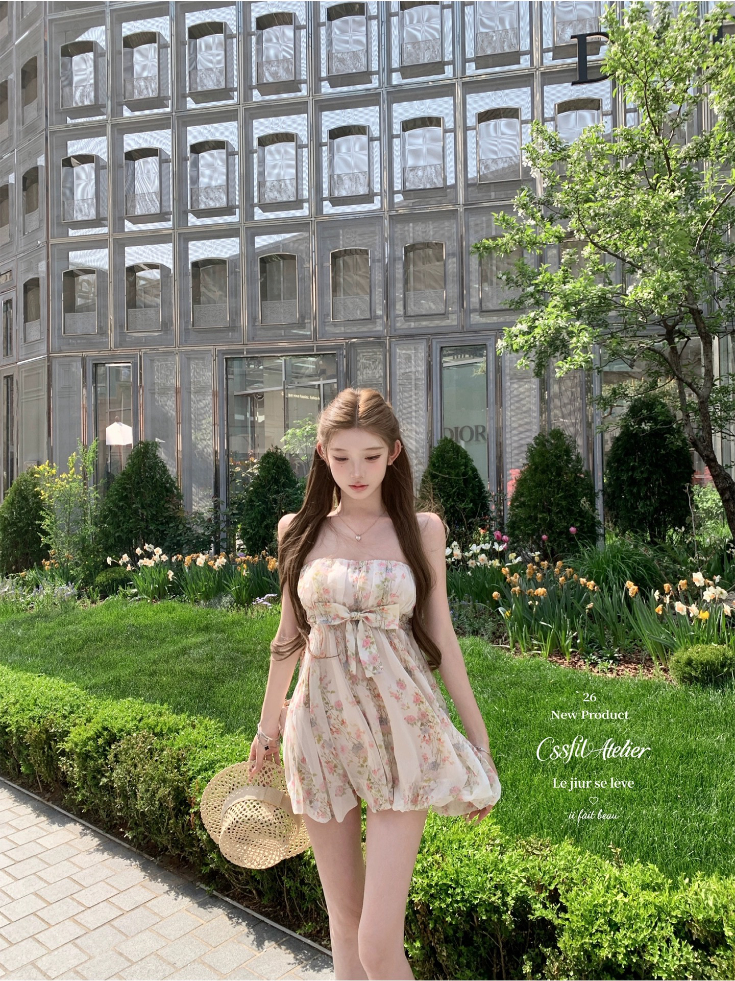 늦게 우산 우산 26 ss 나비 있음 흔적 vintage 꽃무늬 슬립 튜브탑 드레스 슬립 맨위