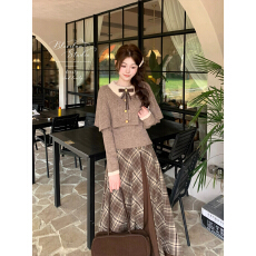 批发Blovelan栗子玛奇 复古软糯麻花针织千金斗篷式假两件毛衣女<b class='q'>秋</b>冬