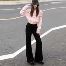 批发实拍2025秋冬爆款热卖加绒辣妹低腰V字腰阔腿微喇裤<b class='q'>休闲</b>喇叭裤女