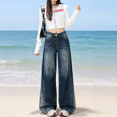 实拍2026春热卖拽姐辣妹风时尚百搭博主穿搭阔腿牛仔裤女