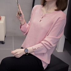 批发2026春秋新款钉珠长袖针织衫上衣大码女装微胖mm宽松内搭毛衣