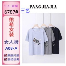 批发【<b class='q'>胖</b>佳佳】<b class='q'>胖</b>妹妹mm大码<b class='q'>女装</b>甜豆斑马短袖针织衫春夏宽松刺绣上衣